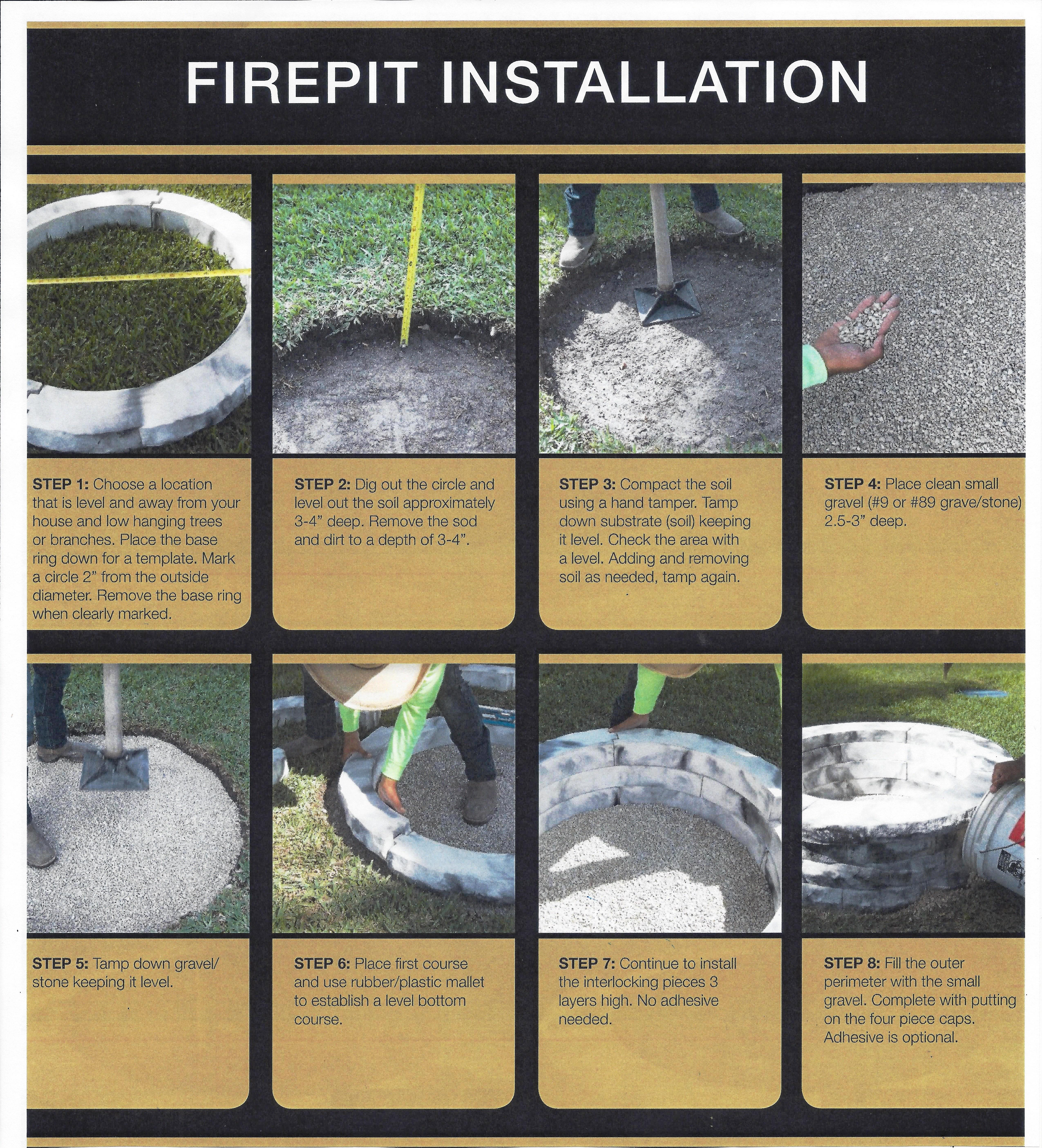 Specialty S Pebble Junction, Fire Pit Installation Instructions
